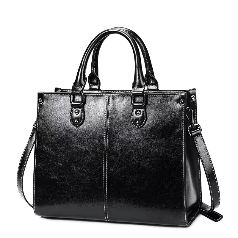 Genuine Leather Women Handbag Shoulder Cross Body Tote Bag Shopping Fashion Office Female Real Cowhide Messenger Top Handle Bags