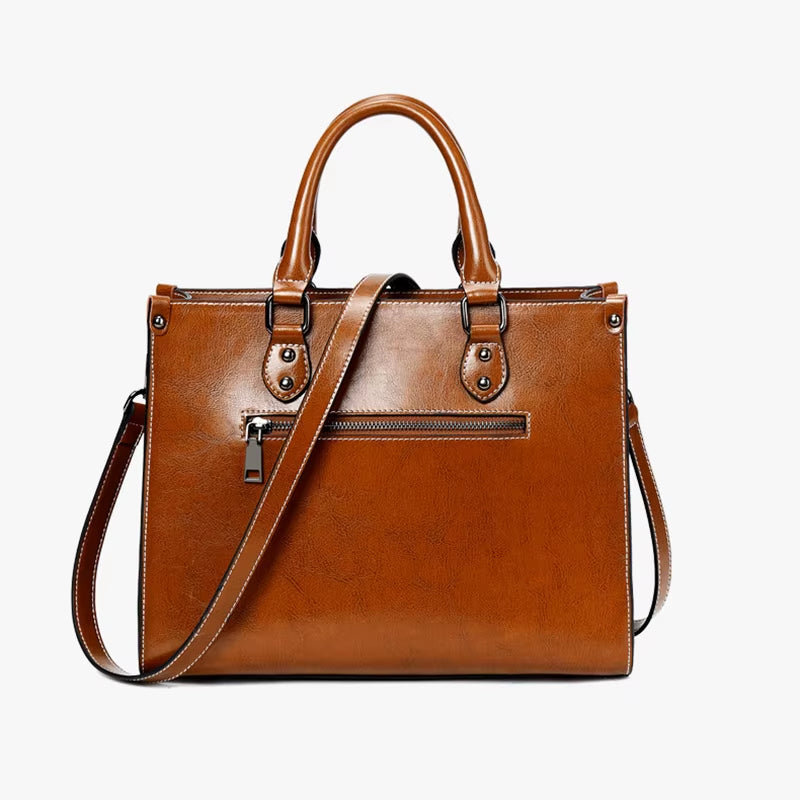 Genuine Leather Women Handbag Shoulder Cross Body Tote Bag Shopping Fashion Office Female Real Cowhide Messenger Top Handle Bags