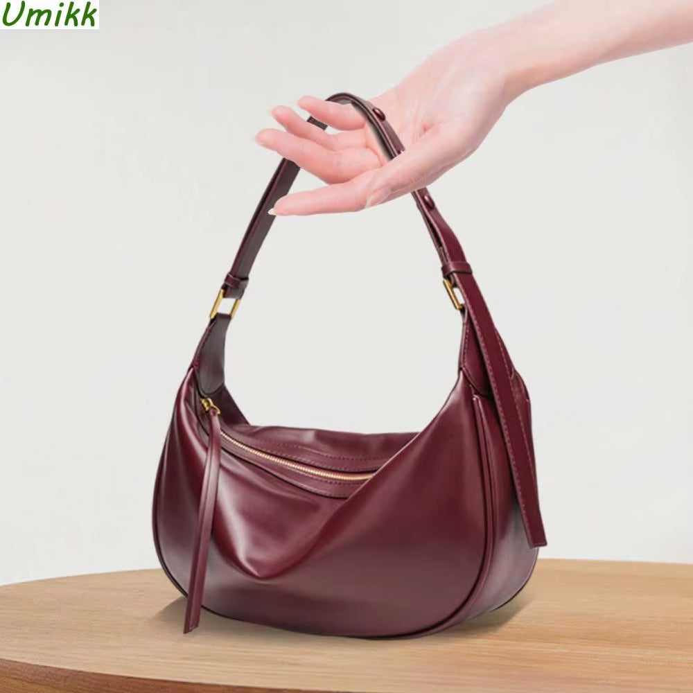 Women PU Shoulder Bag Vegan Leather Shoulder Purse Large Capacity Chic Hobo Bag Zipper Closure Soft Carrying Bag Top Handle Bag
