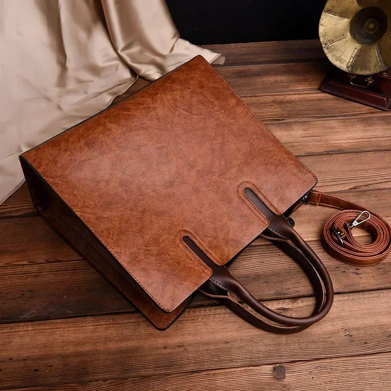 Vintage OIL SKIN Leather Big Casual Tote Women Bags High Quality Women'S Handbags Shoulder Crossbody Bag Messenger Bags Sac