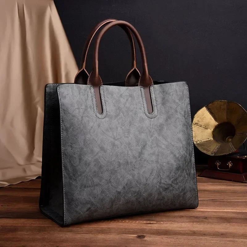 Vintage OIL SKIN Leather Big Casual Tote Women Bags High Quality Women'S Handbags Shoulder Crossbody Bag Messenger Bags Sac