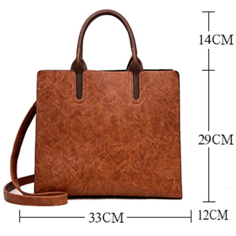 Vintage OIL SKIN Leather Big Casual Tote Women Bags High Quality Women'S Handbags Shoulder Crossbody Bag Messenger Bags Sac