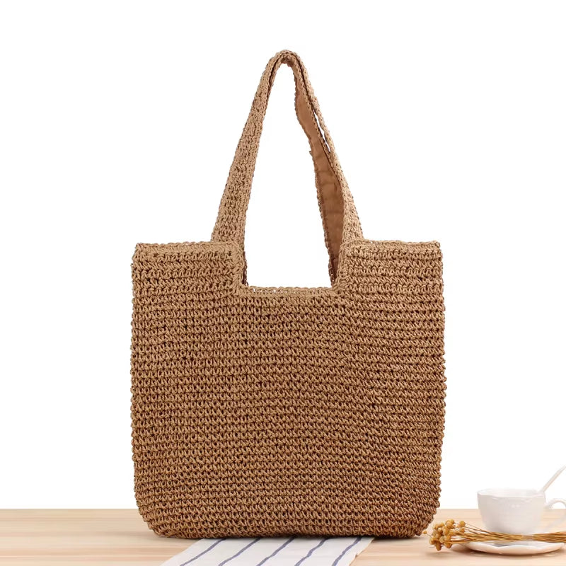 Fashion Straw Women Shoulder Bags Paper Woven Female Handbags Large Capacity Summer Beach Straw Bags Casual Tote Purses 2022