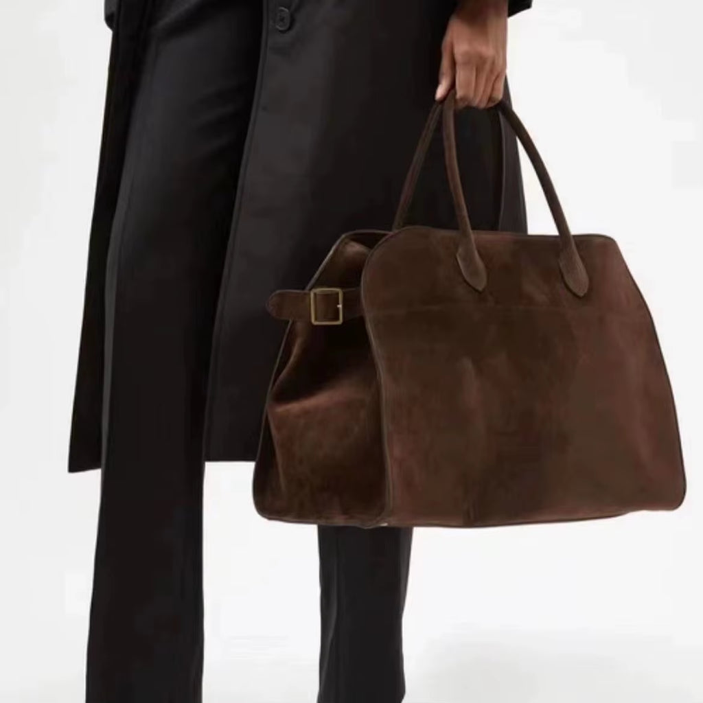 Large Capacity Suede Tote Bag Women'S Commuter Handbag Vintage Style Casual Travel Bag Soft PU Material Shoulder Bag