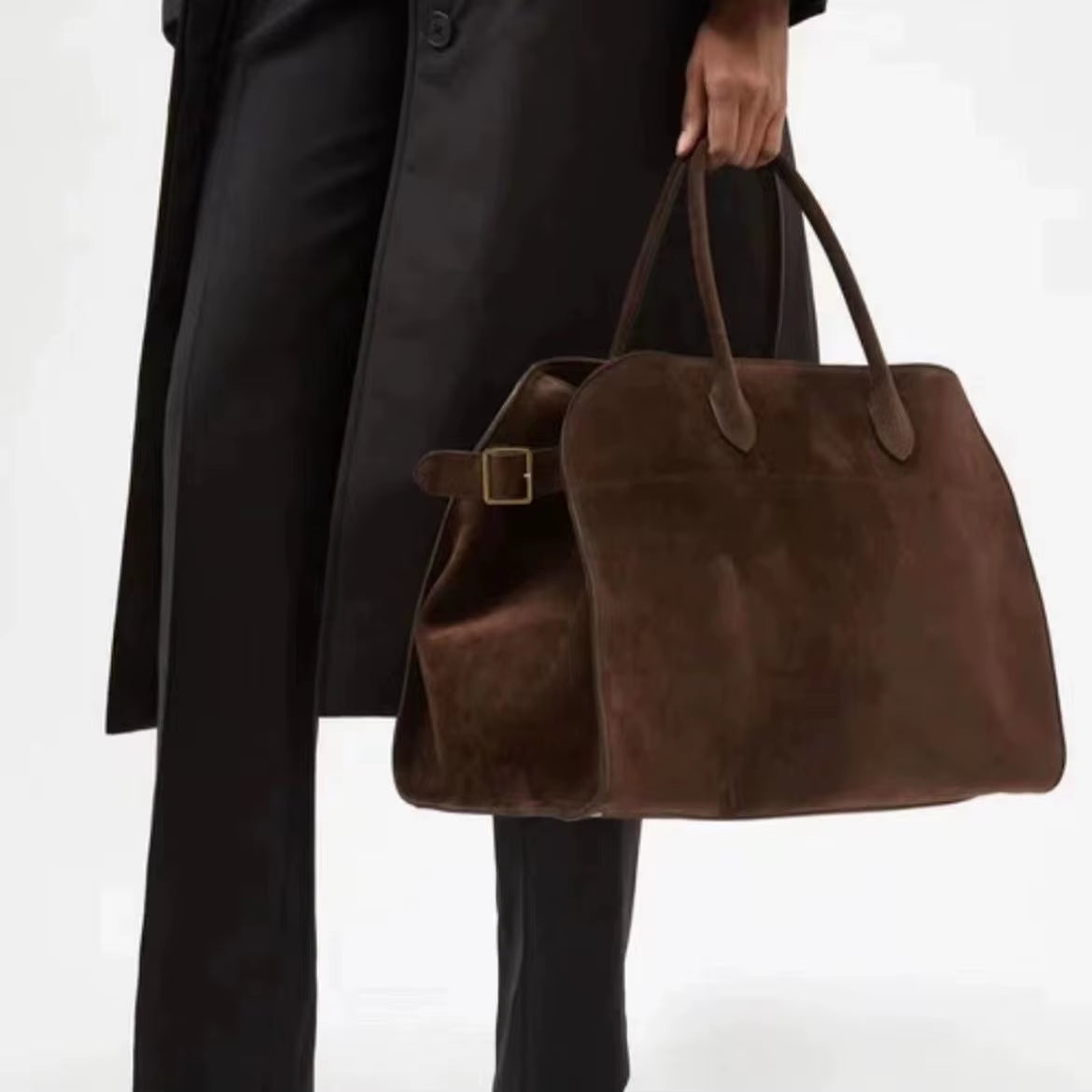 Large Capacity Suede Tote Bag Women'S Commuter Handbag Vintage Style Casual Travel Bag Soft PU Material Shoulder Bag