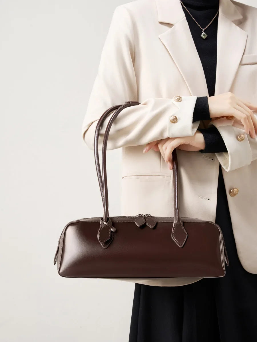 Genuine Leather Bag Woman 2025 Korean Luxury Bag Vintage Long Shoulder Bag Handbags Ladies Underarm Bag Shopping Bag