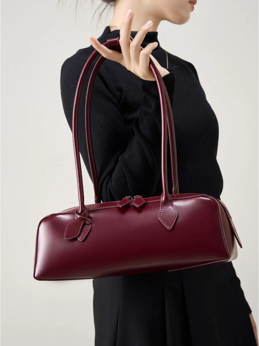 Genuine Leather Bag Woman 2025 Korean Luxury Bag Vintage Long Shoulder Bag Handbags Ladies Underarm Bag Shopping Bag