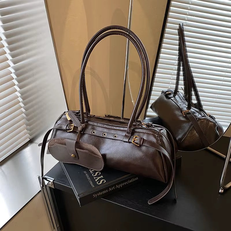 Women'S Mini Shoulder Bag Breadstick Bag Handheld Commuter Underarm Bag Fashionable Polyester Canvas Bag Pure Color Trend