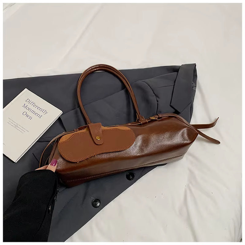 Women'S Mini Shoulder Bag Breadstick Bag Handheld Commuter Underarm Bag Fashionable Polyester Canvas Bag Pure Color Trend