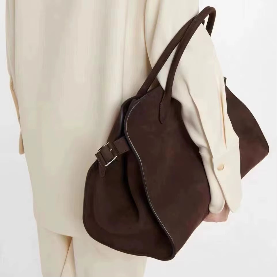Large Capacity Suede Tote Bag Women'S Commuter Handbag Vintage Style Casual Travel Bag Soft PU Material Shoulder Bag