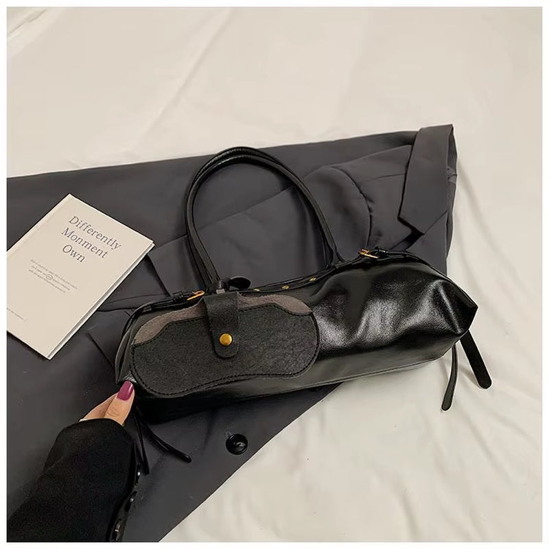 Women'S Mini Shoulder Bag Breadstick Bag Handheld Commuter Underarm Bag Fashionable Polyester Canvas Bag Pure Color Trend
