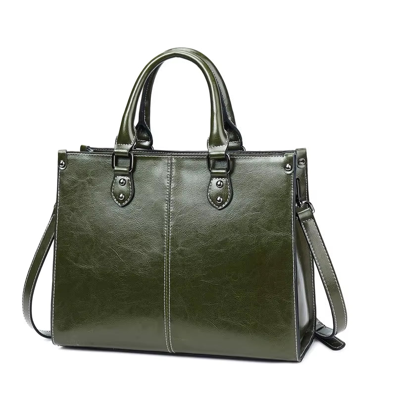 Genuine Leather Women Handbag Shoulder Cross Body Tote Bag Shopping Fashion Office Female Real Cowhide Messenger Top Handle Bags